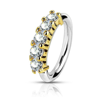 Cartilage Nose Bendable Hoop With 5 Lined CZ Design Surgical Steel