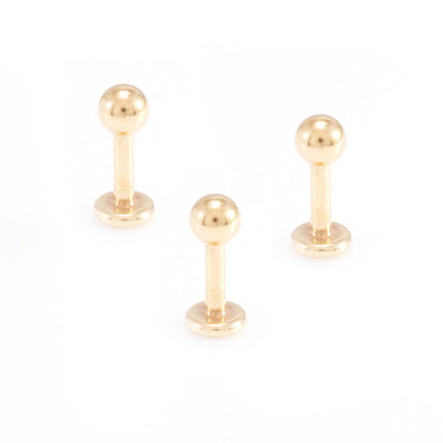 Labret Monroe Stud Jewelry Pack of 3 Surgical Steel 14G Matte Gold IP Coated