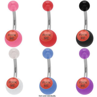Acrylic "F*ck Me" logo Belly Button Ring