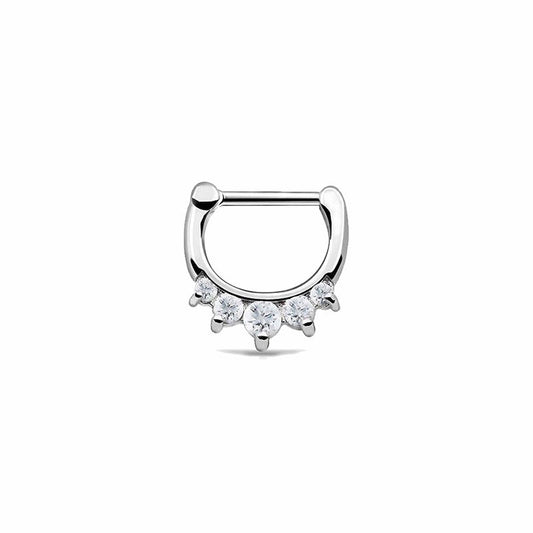 Septum Ring Clicker Surgical Steel Nose Piercing Jewelry 16G Clear CZ Daith Rook