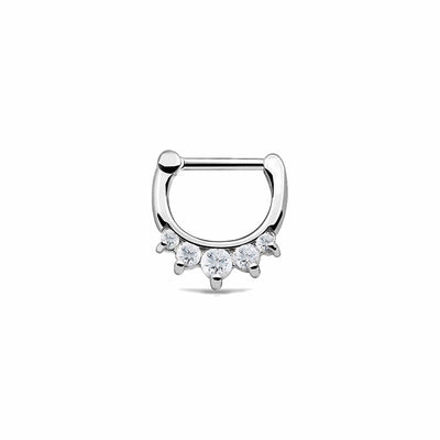 Septum Ring Clicker Surgical Steel Nose Piercing Jewelry 16G Clear CZ Daith Rook