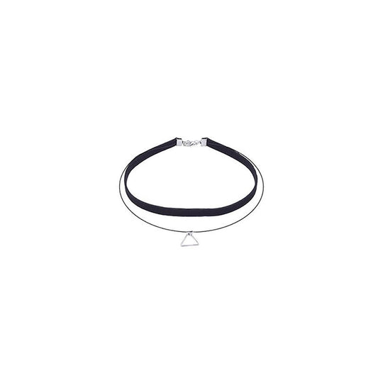 Elegant Design Velvet Choker Necklace with Triangle Charm