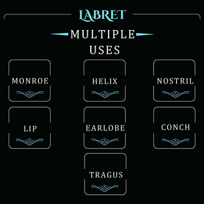 Labret Black Piercing Jewelry Vertical 3Pcs Internally Threaded Anodized 16G