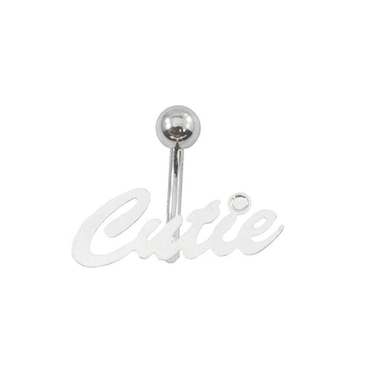 Navel Ring with Cutie or Diva text 14g