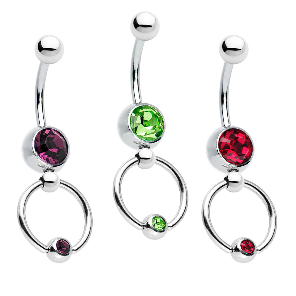 Doorknocker-Style Belly Ring Combo 3 Pack