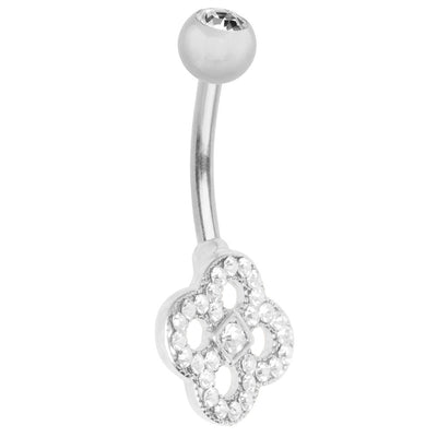 Celtic Design Belly Button Ring Clear with CZ Gems
