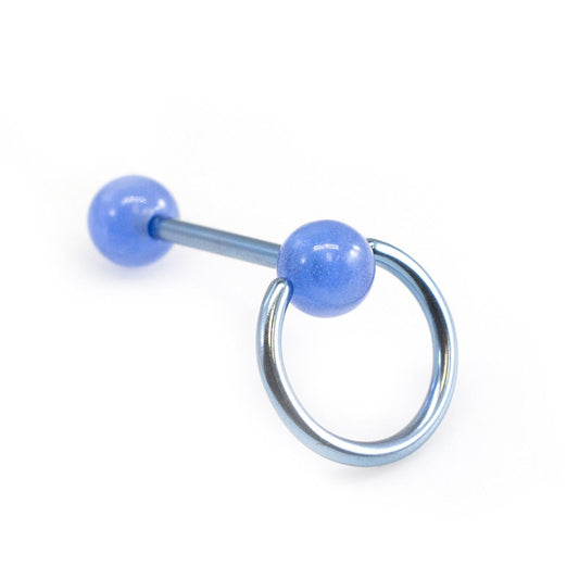 Tongue Barbell with Knock Door Design 14G Anodized Titanium Glow in the Dark Bal