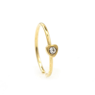 Bendable Nose Hoop rings with Heart Design and Cubic Zirconia Stone 20G