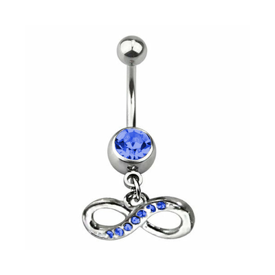 Belly Navel Dangle Ring Surgical Steel Infinity with CZ Jewels Sold individually