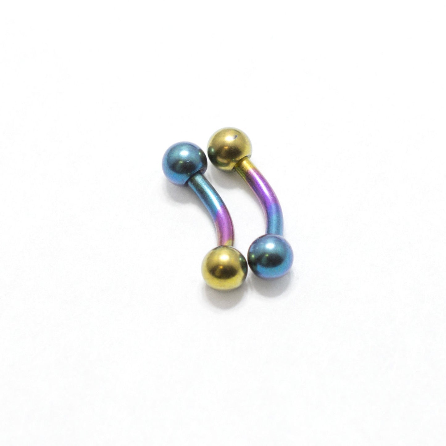 Pair of Curved Barbells Micro Size 16G - 1/4" w/ 3mm Ball Eyebrow Rook Tragus