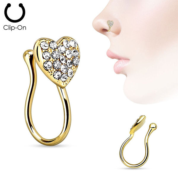 Ion-Plated Gold Nose Clip with Gems