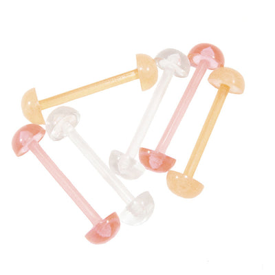 3 Pairs of 14G Tongue Nipple Ring Bioflex Half Ball Retainer