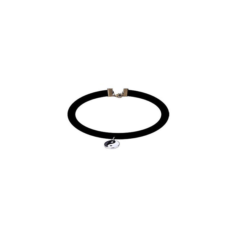 Velvet Design Choker Necklace with Yin Yang Charm