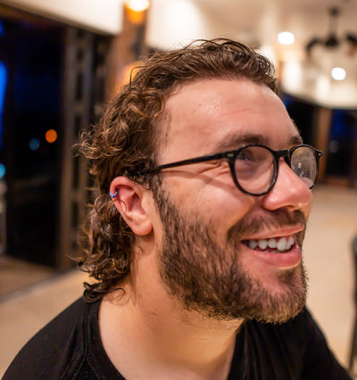 Horseshoe Ring 4 Pack Anodized 16G Circular Barbell Blue & Multi-Color Spikes