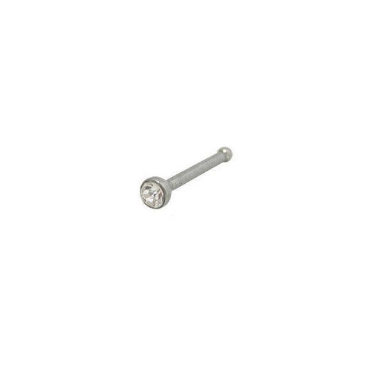 Nose Bone 316L Surgical Steel with Clear Jewel 18G 6mm