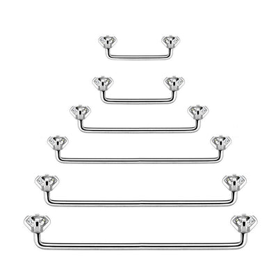 Staple Surface Barbell with Internally Threaded Prong Setting Clear Gem Surgical Steel 14G - Sold Individually