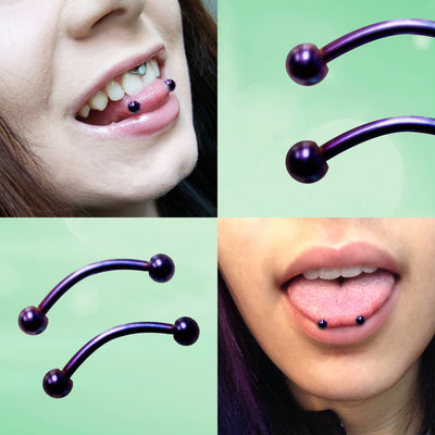 CURVED BARBELLS SURGICAL STEEL ION PLATED SNAKE EYE PIERCING AND MORE 14 GAUGE 9/16" 14 MM PACK OF 8
