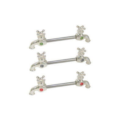 Faucet Nipple Rings Surgical Steel with CZ Jewels - 6 Colors Available