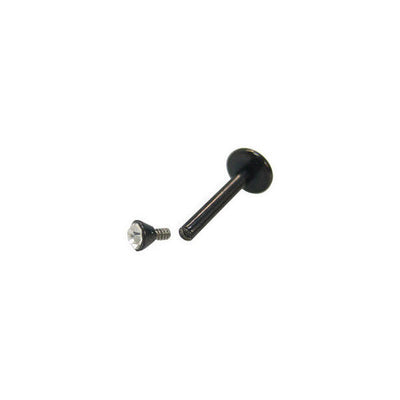 Black Anodized Titanium 16G Internally Threaded Labret with CZ Jewel