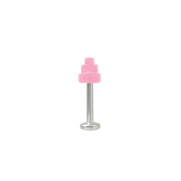 Surgical Steel 18G Labret Monroe with Pink UV Acrylic Bead