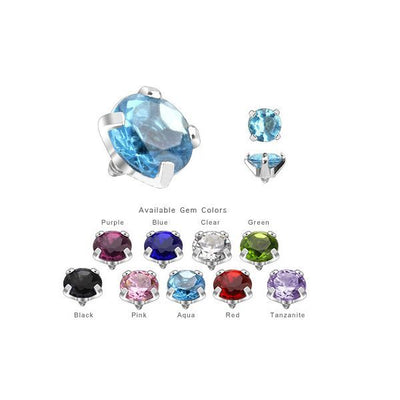 90 Pcs of Assorted Color Dermal Anchor Tops with Prong Set Round CZ Gem