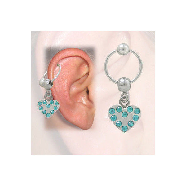 Cartilage - Tragus Heart Design with Jewels (16G-3/8 In-10mm)