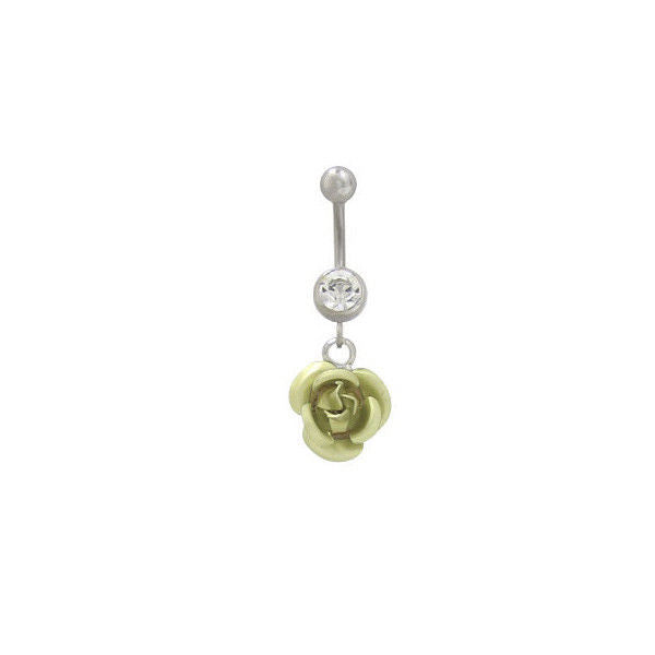 Belly Button Ring Surgical Steel with Rose Flower