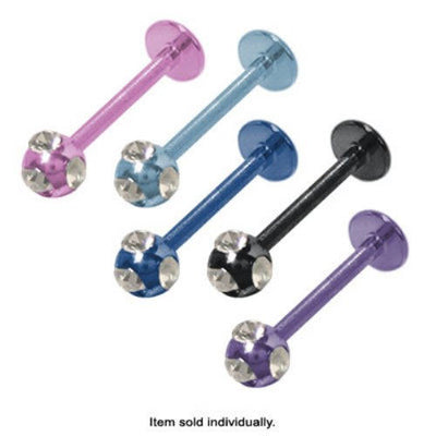 Jeweled Anodized Titanium Labret Monroe Lip Jewelry (16G - 10mm) - 5 Colors