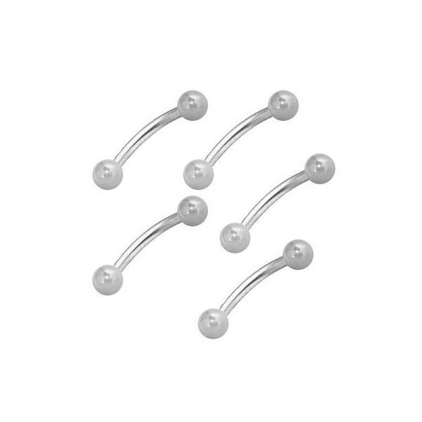 Eyebrow Ring Curved Barbell 5pc 316L Surgical Steel 16G 8mm Rook Daith Bridge