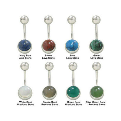 Semi Precious and Lava Stone Belly Ring