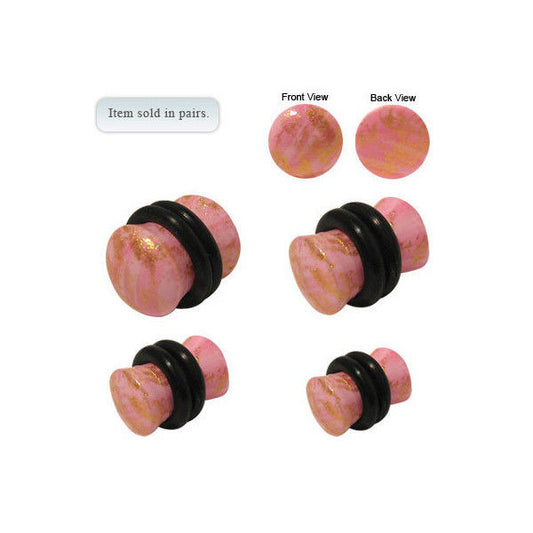 Pair of Pink Acrylic Glitter Ear Plug - 6 Gauge to 0 Gauge