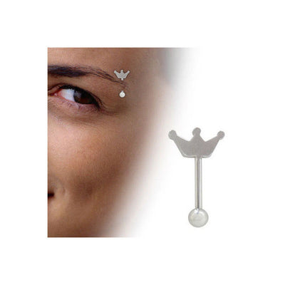 Crown Design Barbell Eyebrow Ring Surgical Steel