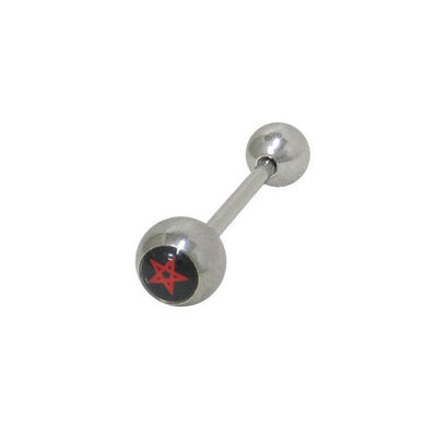 Barbell Tongue Ring Red Star Logo