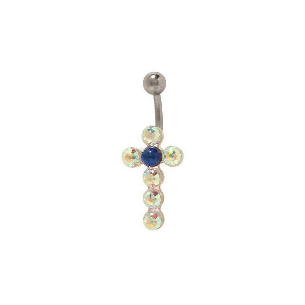 Jeweled Cross Belly Button Ring Navel Dangle 14G 10mm Body Jewelry Online