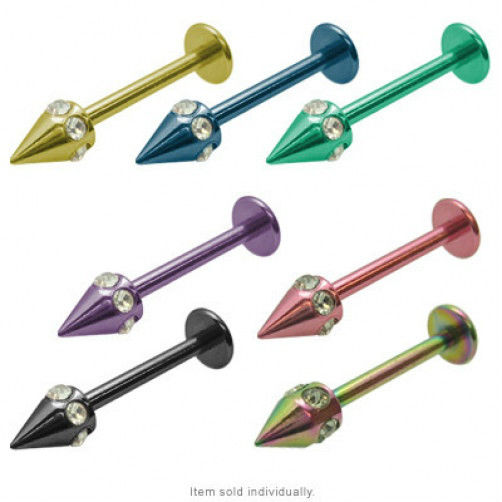 Labret Monroe Jeweled Spike 16G Anodized Titanium - 7 Colors Available
