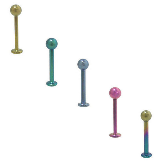 Anodized Titanium Labret Monroe Lip Jewelry with Ball End (16 Gauge) - 5 Colors