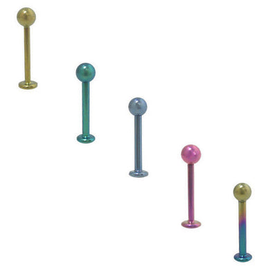 Anodized Titanium Labret Monroe Lip Jewelry with Ball End (16 Gauge) - 5 Colors