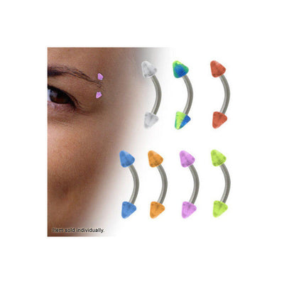 Curved Barbell 16G Eyebrow Ring with Acrylic Spike Beads - 7 Colors Available