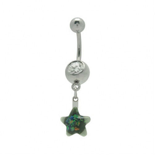Colorful Star Dangling Belly Barbell