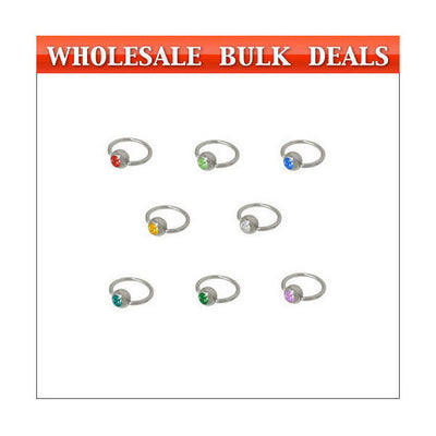 80 Jeweled Captive Bead Rings in 14G 7/16" Inch (11mm) - Bulk3