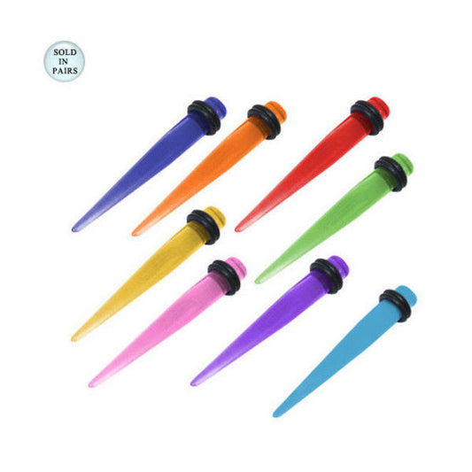 Acrylic Spike Design Ear Plug Taper Stretcher 2 Gauge with O-rings - 8 Colors