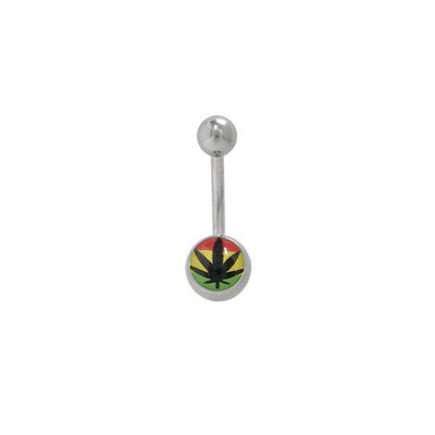 Pot Leaf Belly Ring Surgical Steel