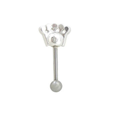 Straight Barbell 16G Eyebrow Ring with Crown Design