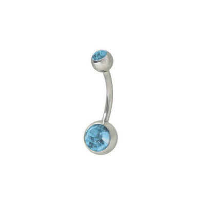 Belly Button Ring Double Jewel  High Polish Surgical Steel