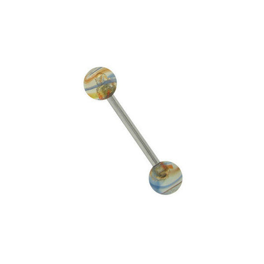 Multi-Colored Acrylic Swirl Beads Tongue Ring Barbell