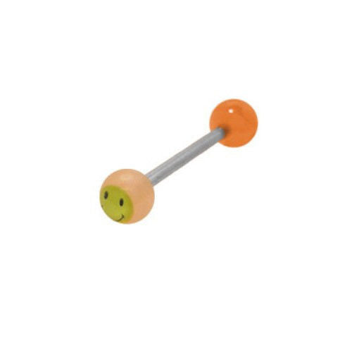Tongue Ring Glow in the Dark Smiley Face Straight Barbell