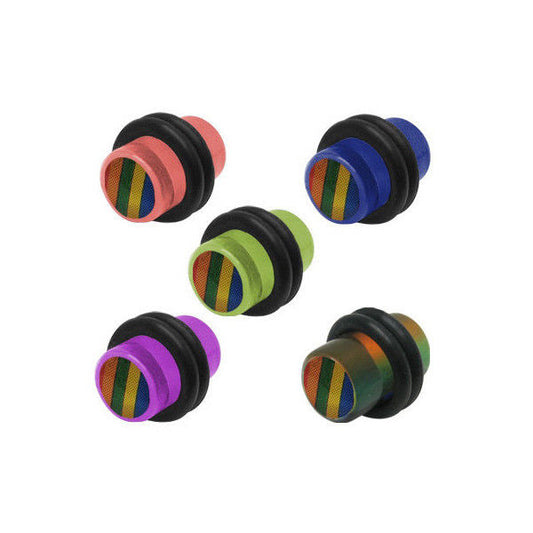 Pair of Rainbow Logo Acrylic Ear Plugs - 5 Colors Available