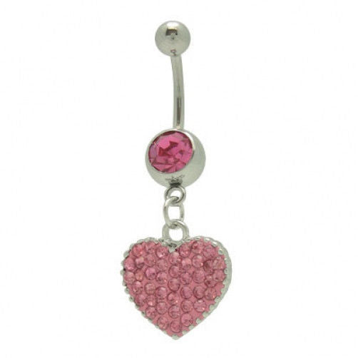 Belly Button Ring Jeweled Heart