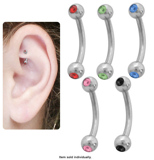 Curved Barbell Double Jeweled Rook Earring