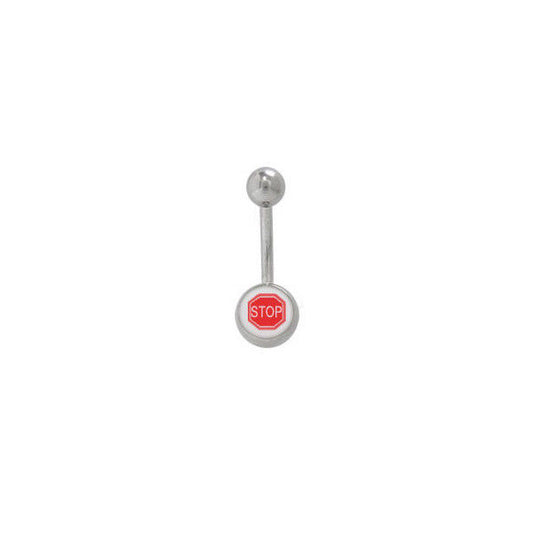 Red Stop Sign Belly Button Ring